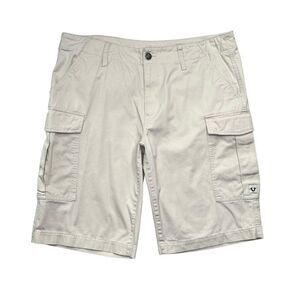True Religion Cargo Shorts Men's Size 36 Cream Casual Classic Summer Cotton
